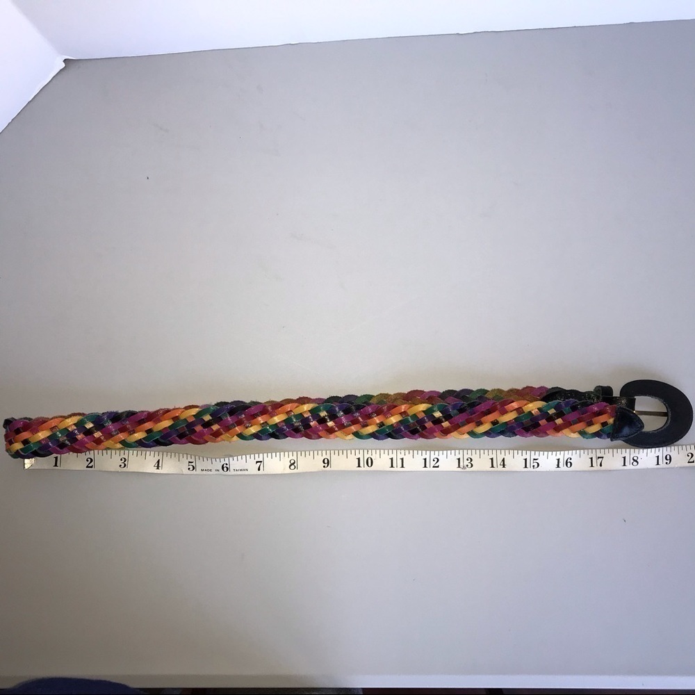Chic Y2K Multi Color Braided Split Leather Belt - Picture 7 of 8